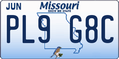 MO license plate PL9G8C