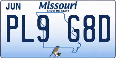 MO license plate PL9G8D
