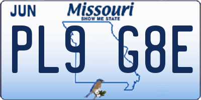 MO license plate PL9G8E