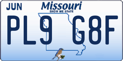 MO license plate PL9G8F