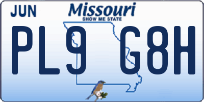 MO license plate PL9G8H