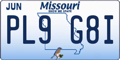 MO license plate PL9G8I
