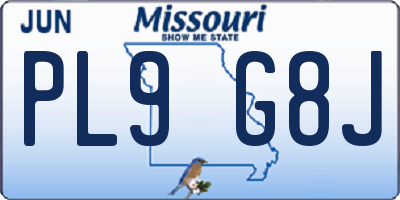 MO license plate PL9G8J