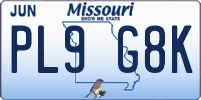 MO license plate PL9G8K