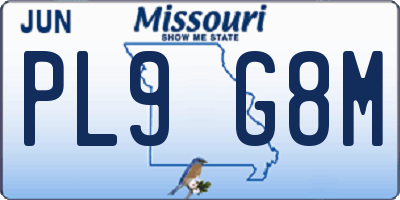 MO license plate PL9G8M