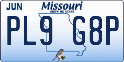 MO license plate PL9G8P