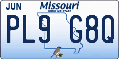 MO license plate PL9G8Q