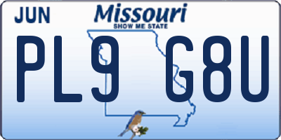 MO license plate PL9G8U