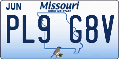 MO license plate PL9G8V