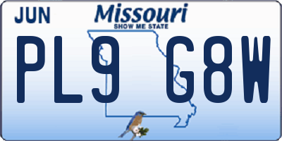MO license plate PL9G8W