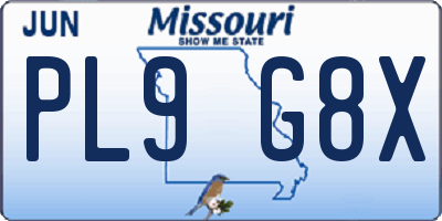 MO license plate PL9G8X