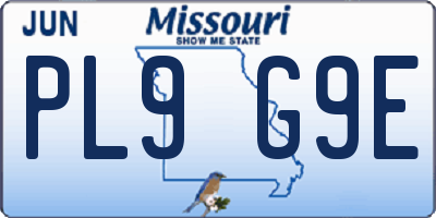 MO license plate PL9G9E