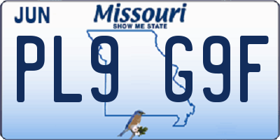 MO license plate PL9G9F