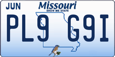 MO license plate PL9G9I
