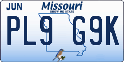 MO license plate PL9G9K