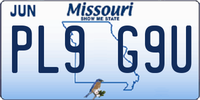 MO license plate PL9G9U