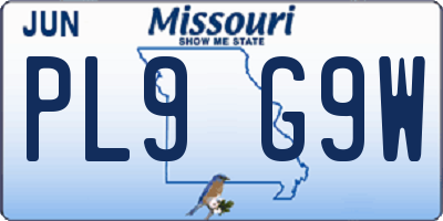 MO license plate PL9G9W