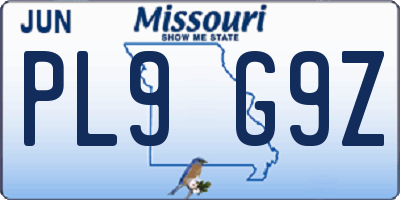 MO license plate PL9G9Z