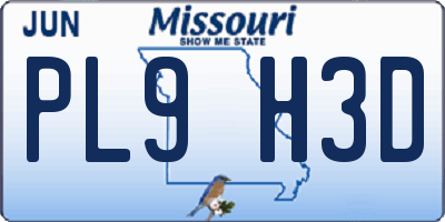 MO license plate PL9H3D