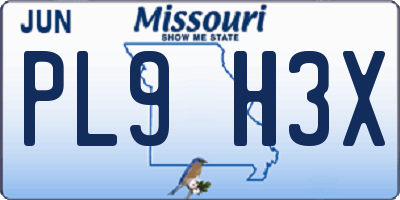 MO license plate PL9H3X