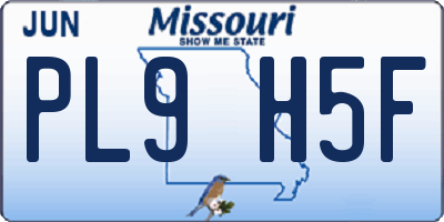 MO license plate PL9H5F