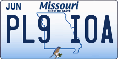 MO license plate PL9I0A