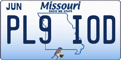 MO license plate PL9I0D