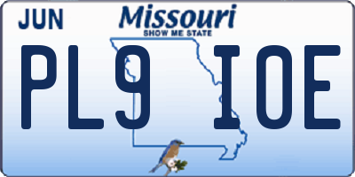 MO license plate PL9I0E