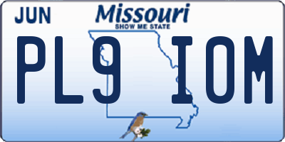 MO license plate PL9I0M