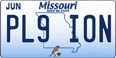MO license plate PL9I0N