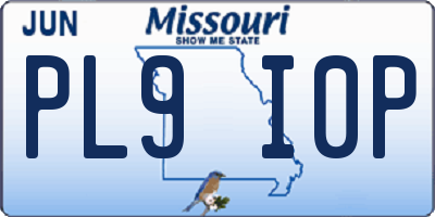MO license plate PL9I0P