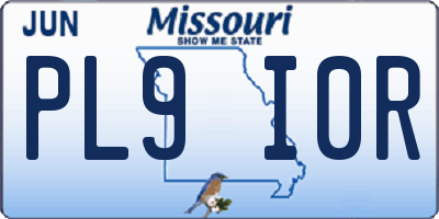 MO license plate PL9I0R
