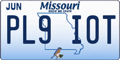 MO license plate PL9I0T