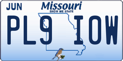 MO license plate PL9I0W
