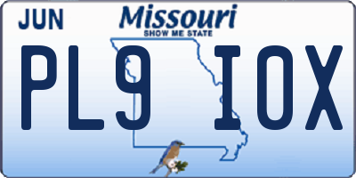 MO license plate PL9I0X