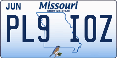 MO license plate PL9I0Z