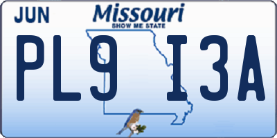 MO license plate PL9I3A