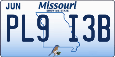 MO license plate PL9I3B
