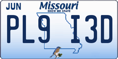 MO license plate PL9I3D