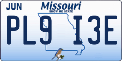 MO license plate PL9I3E