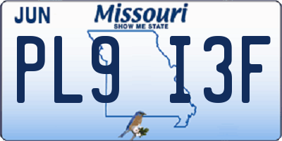 MO license plate PL9I3F