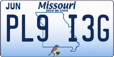 MO license plate PL9I3G