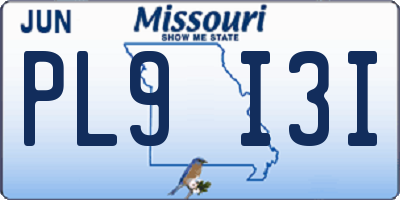 MO license plate PL9I3I