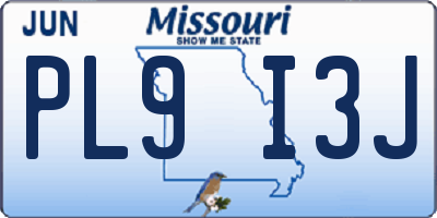 MO license plate PL9I3J