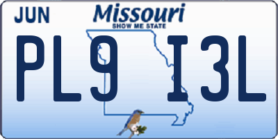 MO license plate PL9I3L