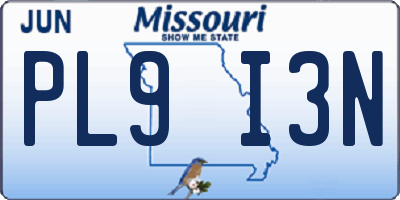 MO license plate PL9I3N