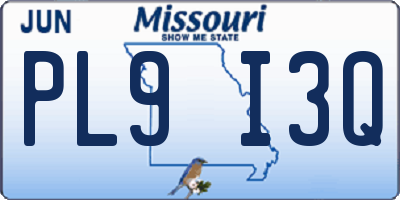 MO license plate PL9I3Q