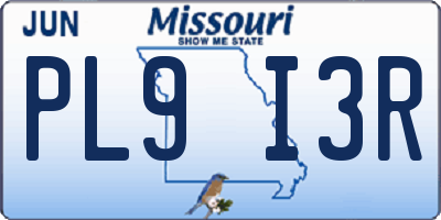 MO license plate PL9I3R