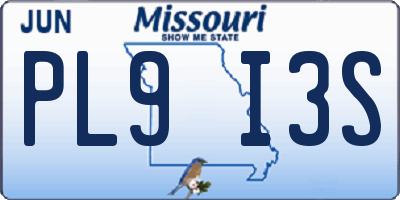 MO license plate PL9I3S