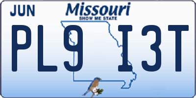 MO license plate PL9I3T
